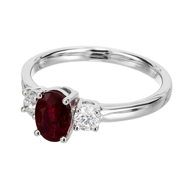 Peter Suchy GAL Certified .93 Carat Ruby Diamond Gold Engagement Ring – image 4