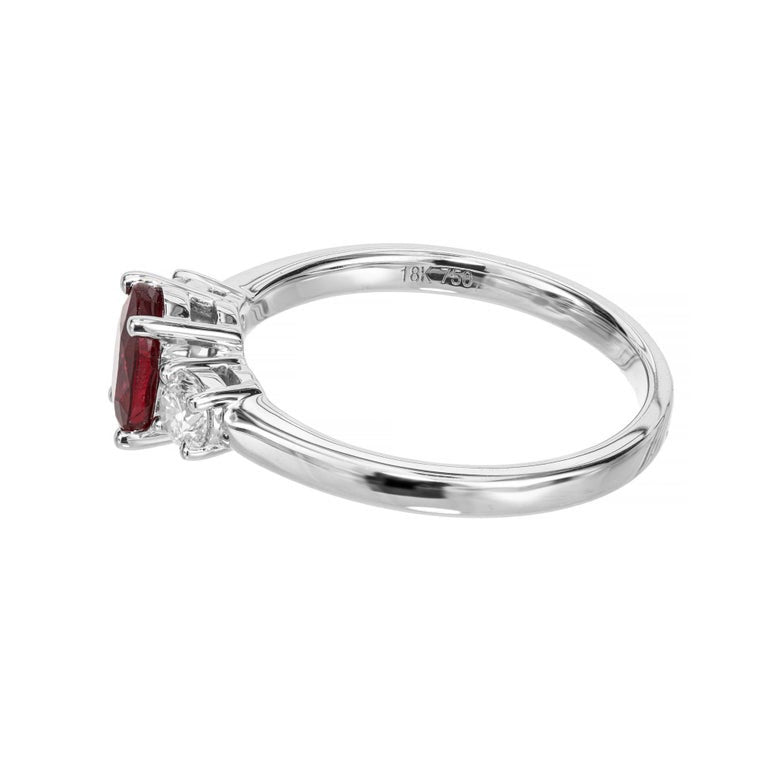 Peter Suchy GAL Certified .93 Carat Ruby Diamond Gold Engagement Ring – image 5