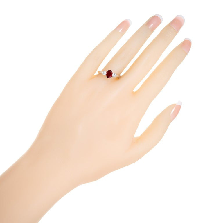 Peter Suchy GAL Certified .93 Carat Ruby Diamond Gold Engagement Ring – image 9