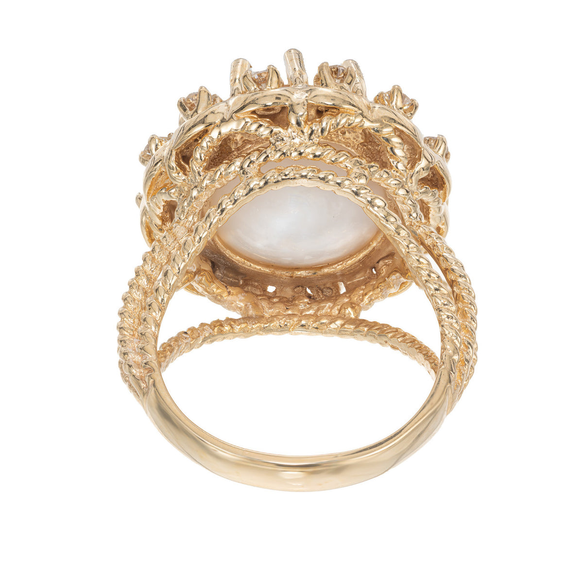 .36 Carat Mobe Pearl Diamond Yellow Gold Cocktail Ring – image 5