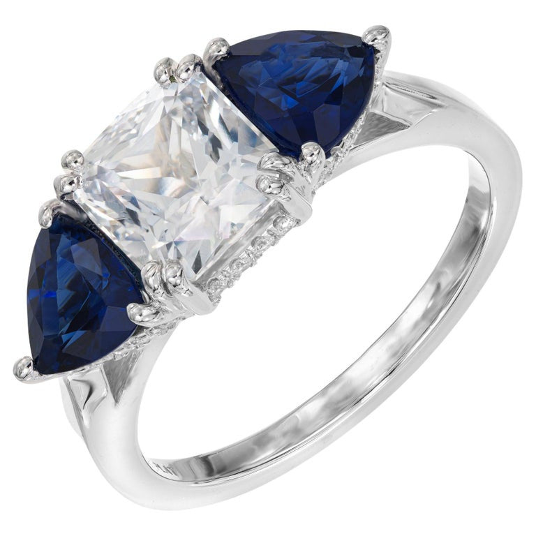 Peter Suchy GIA Certified 2.22 Sapphire Diamond Platinum Engagement Ring