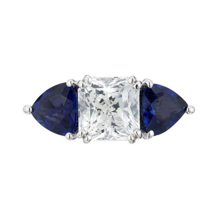 Peter Suchy GIA Certified 2.22 Sapphire Diamond Platinum Engagement Ring – image 2