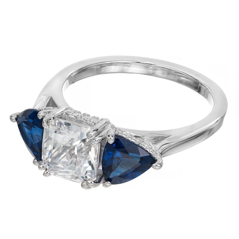 Peter Suchy GIA Certified 2.22 Sapphire Diamond Platinum Engagement Ring – image 5