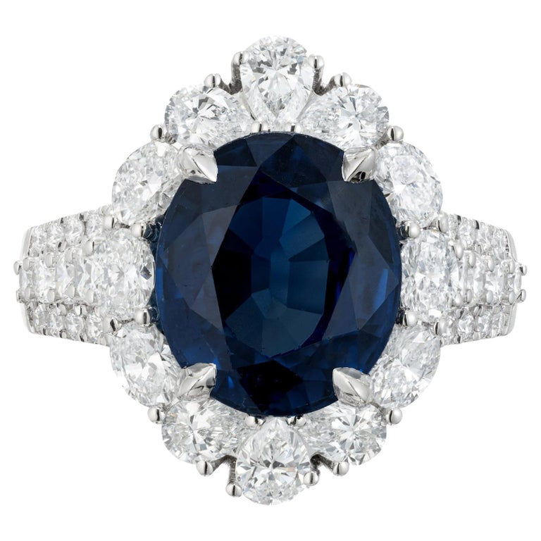 Peter Suchy GIA Certified 6.66 Carat Sapphire Diamond Platinum Engagement Ring