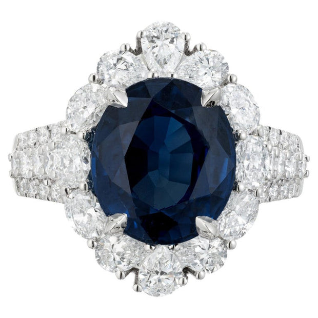 Peter Suchy GIA Certified 6.66 Carat Sapphire Diamond Platinum Engagement Ring