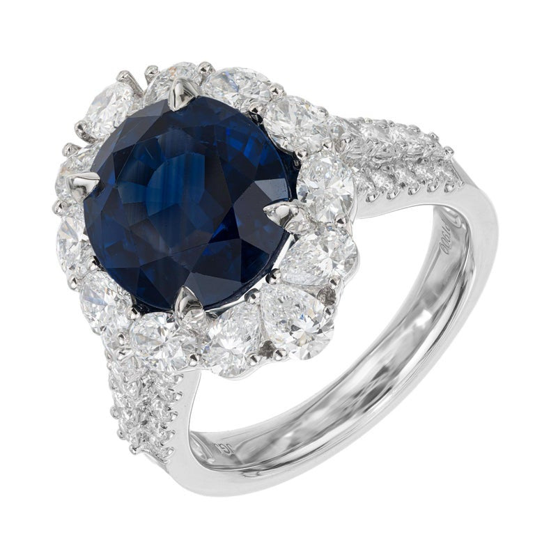 Peter Suchy GIA Certified 6.66 Carat Sapphire Diamond Platinum Engagement Ring – image 2