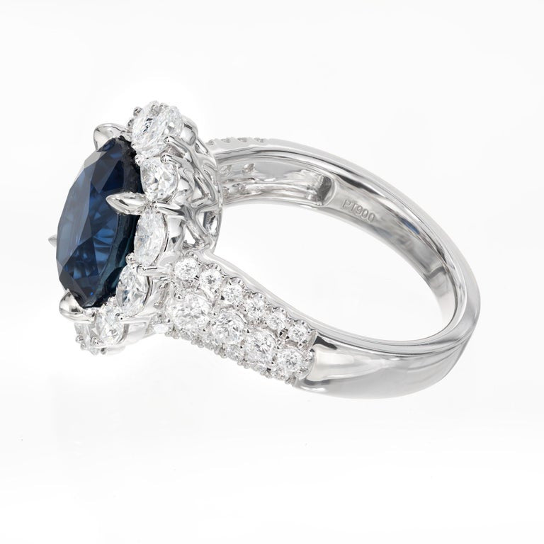 Peter Suchy GIA Certified 6.66 Carat Sapphire Diamond Platinum Engagement Ring – image 4