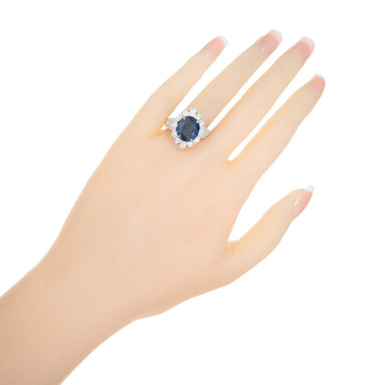 Peter Suchy GIA Certified 6.66 Carat Sapphire Diamond Platinum Engagement Ring – image 8