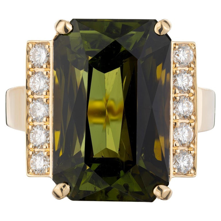 Peter Suchy 17.94 Carat Tourmaline Diamond Yellow Gold Cocktail Ring