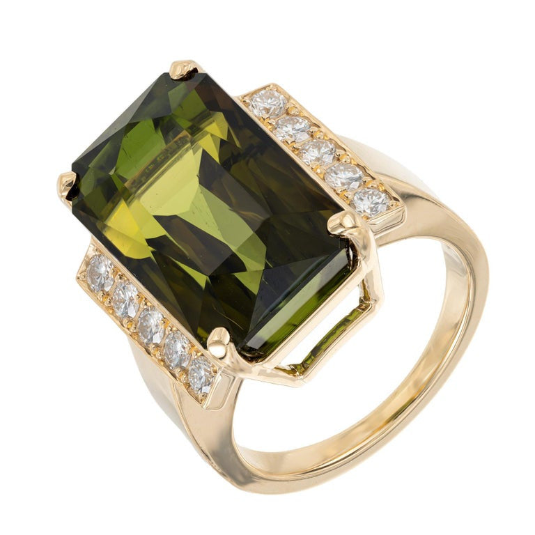 Peter Suchy 17.94 Carat Tourmaline Diamond Yellow Gold Cocktail Ring – image 2