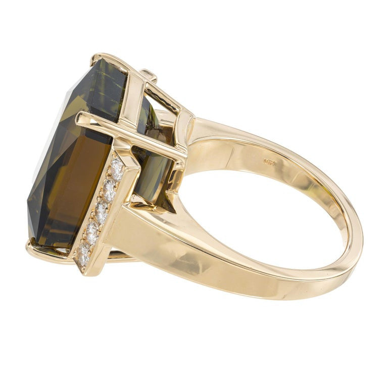 Peter Suchy 17.94 Carat Tourmaline Diamond Yellow Gold Cocktail Ring – image 3