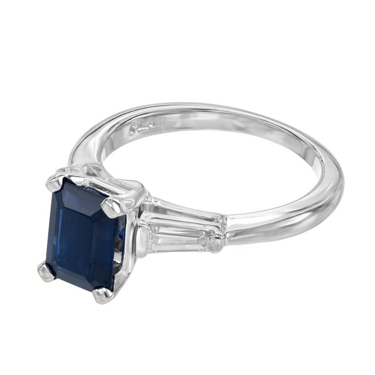Peter Suchy GIA Certified 1.80 Carat Sapphire Diamond Platinum Engagement Ring – image 3