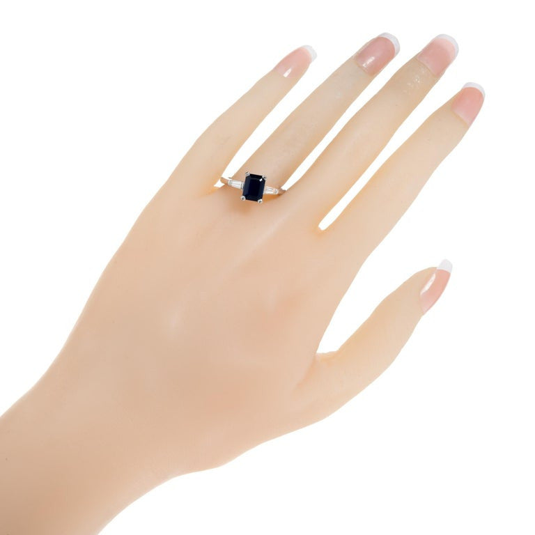 Peter Suchy GIA Certified 1.80 Carat Sapphire Diamond Platinum Engagement Ring – image 8