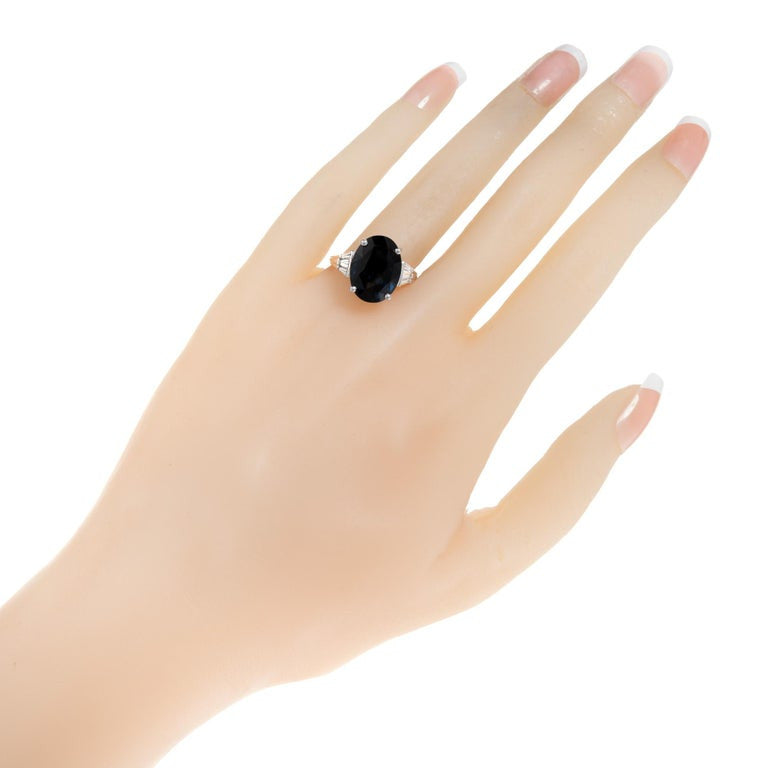 GIA Certified 7.40 Carat Oval Spinel Diamond Platinum Engagement Ring – image 8