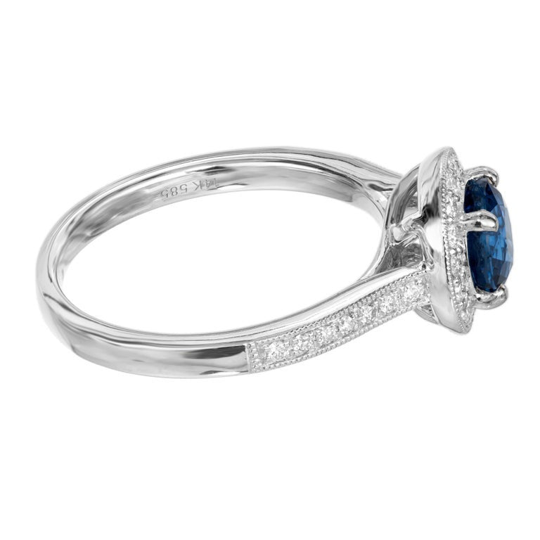 Peter Suchy GIA Certified 1.22 Carat Sapphire Diamond Gold Halo Engagement Ring – image 5
