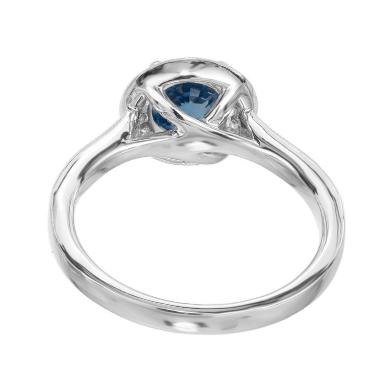 Peter Suchy GIA Certified 1.22 Carat Sapphire Diamond Gold Halo Engagement Ring – image 6
