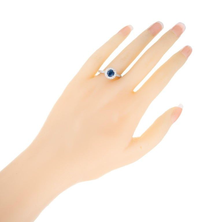 Peter Suchy GIA Certified 1.22 Carat Sapphire Diamond Gold Halo Engagement Ring – image 9