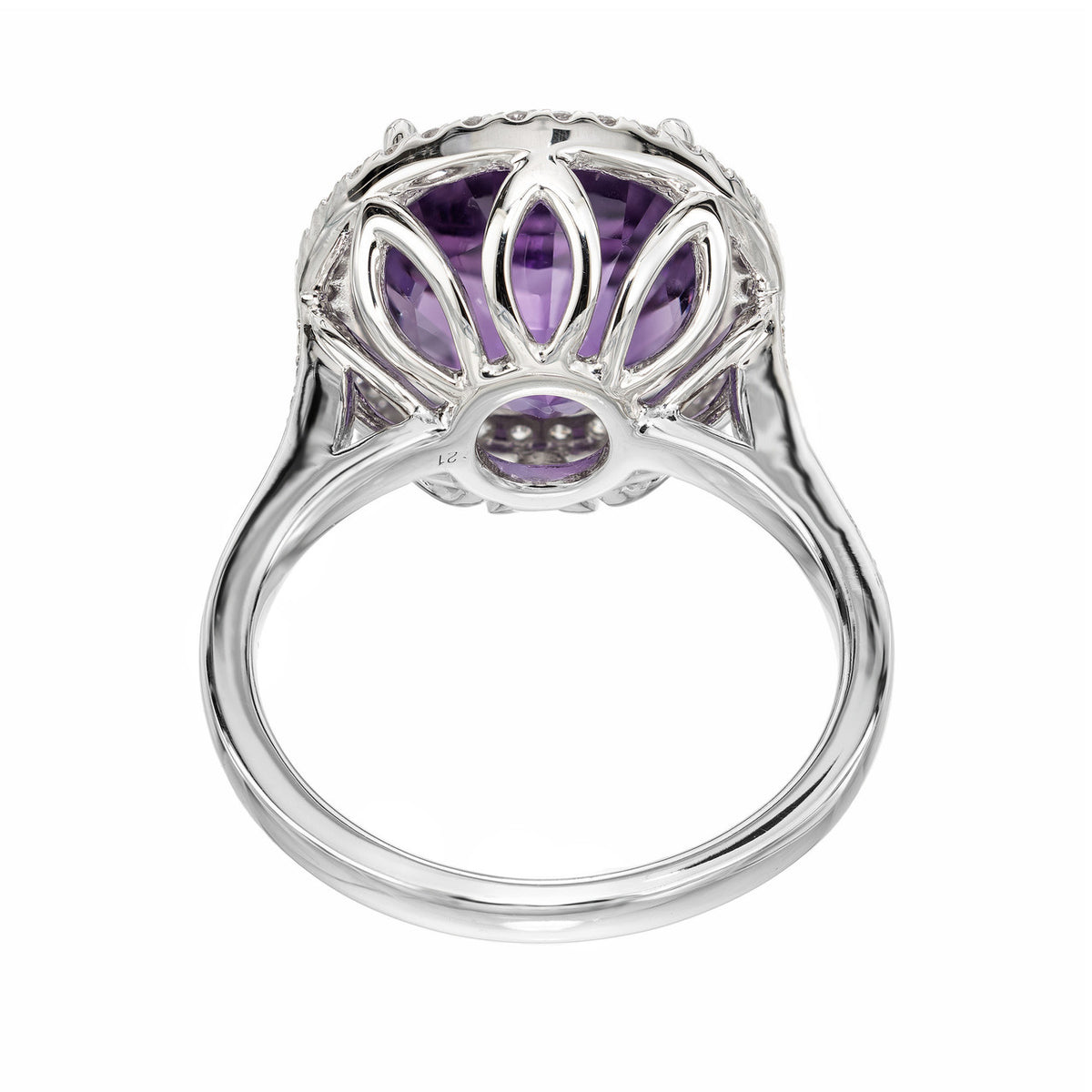 6.46 Carat Round Amethyst Diamond Halo White Gold Cocktail Ring – image 5