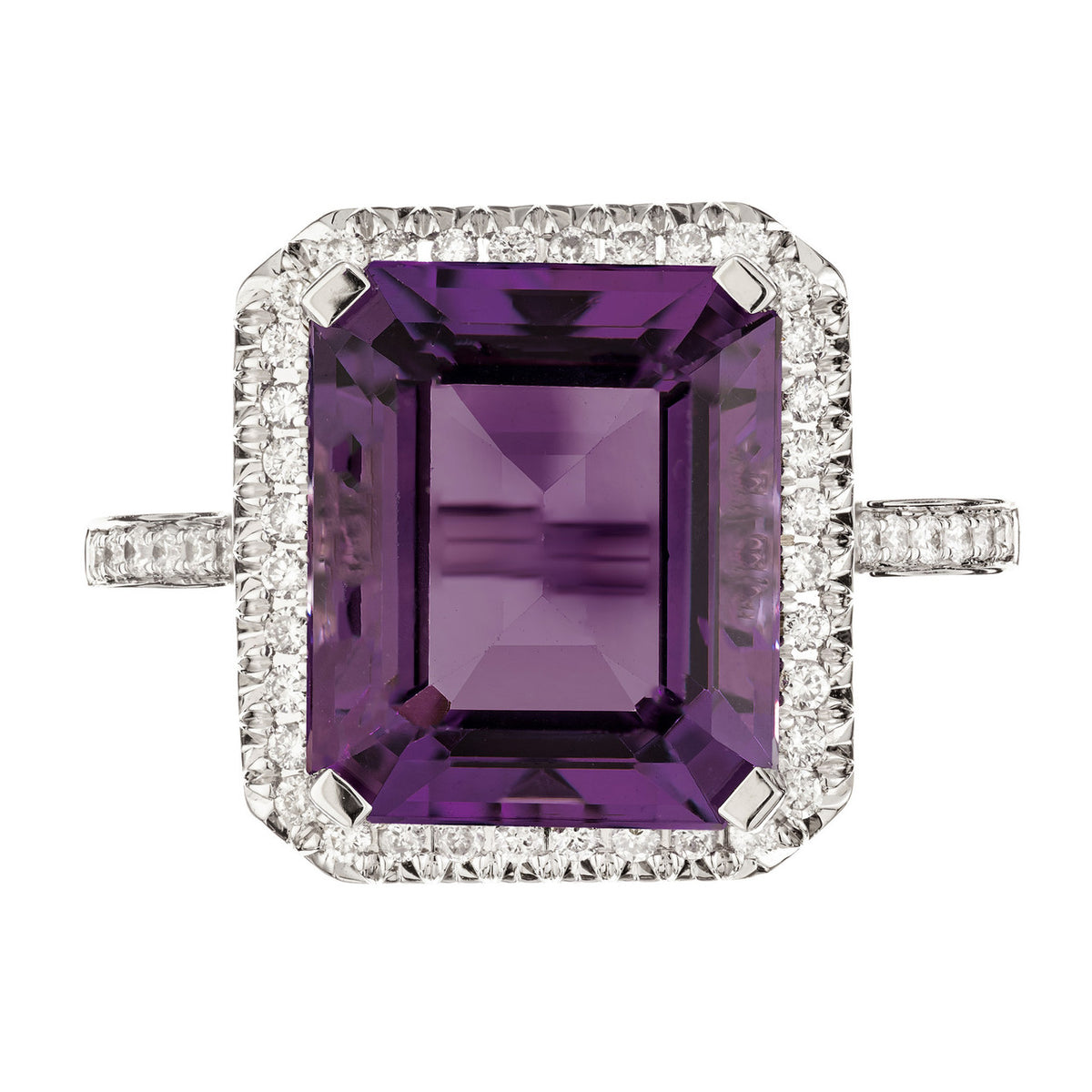 Peter Suchy 5.83 Carat Amethyst Diamond White Gold Ring