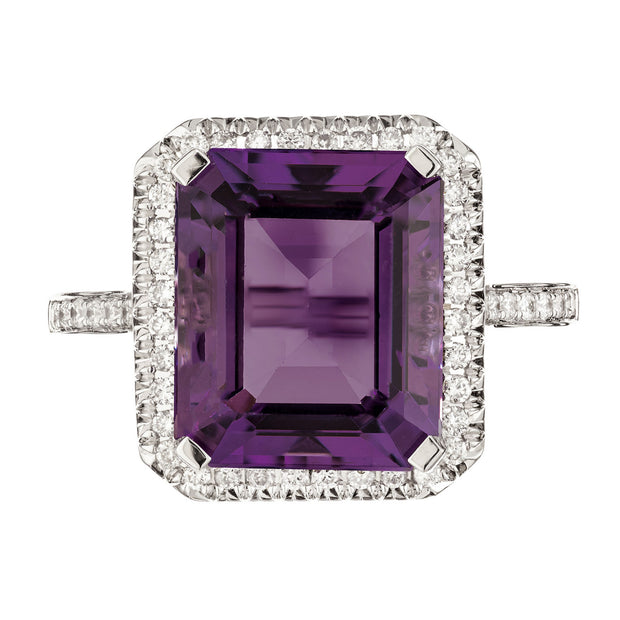 Peter Suchy 5.83 Carat Amethyst Diamond White Gold Ring