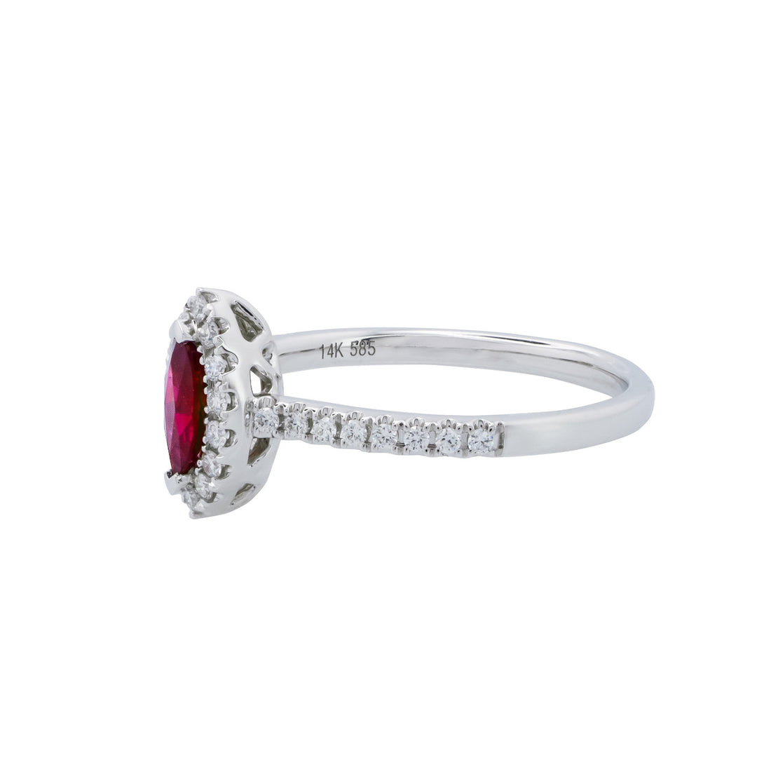 Peter Suchy .38 Carat Ruby Diamond White Gold Halo Engagement Ring – image 4