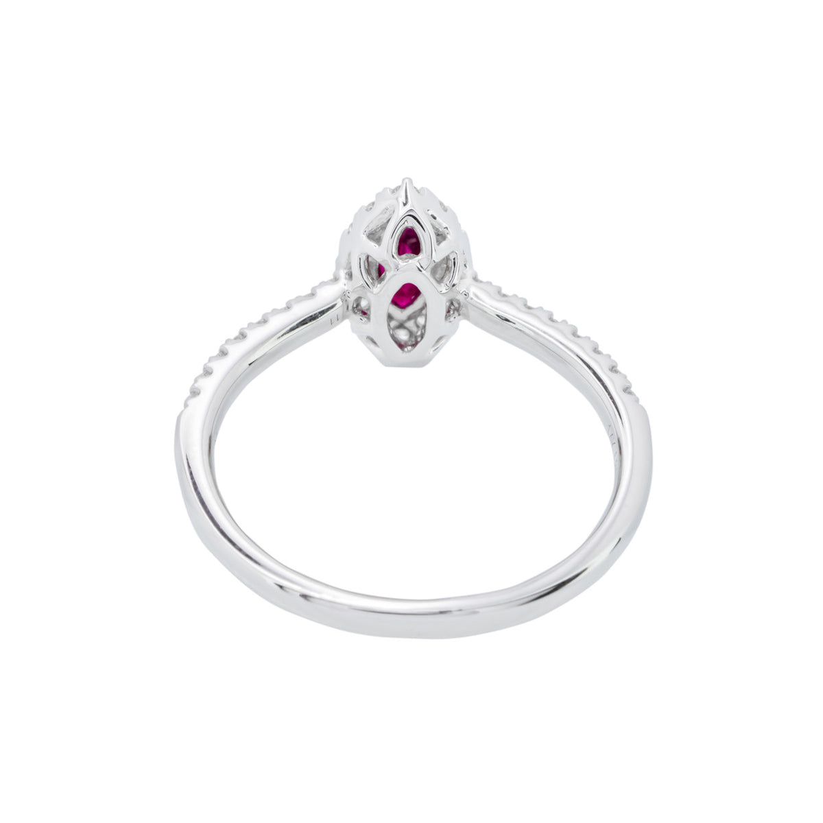 Peter Suchy .38 Carat Ruby Diamond White Gold Halo Engagement Ring – image 5