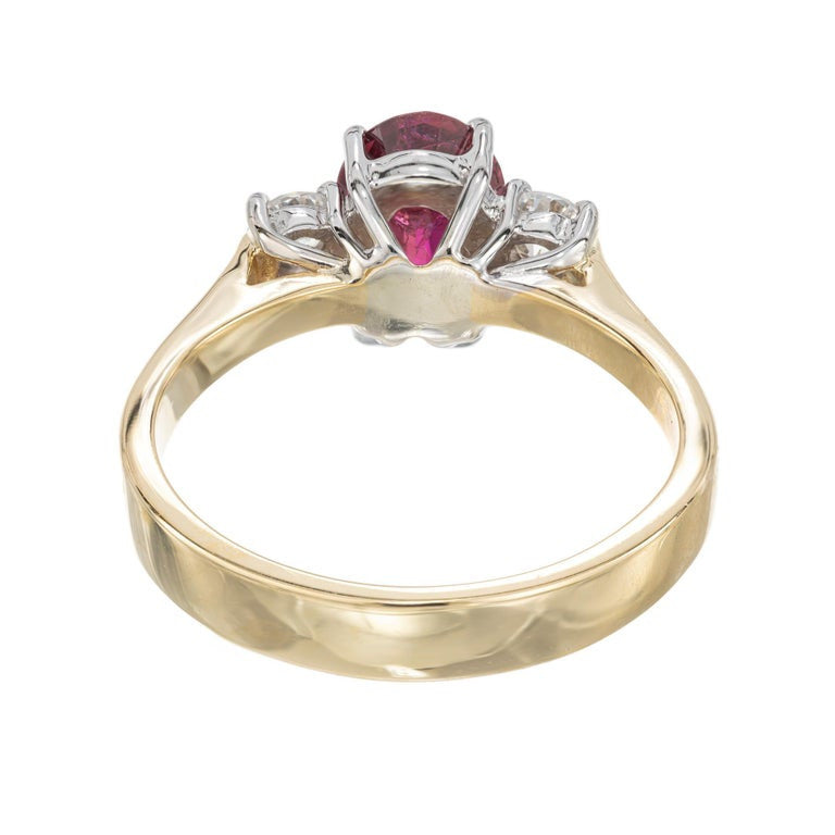 GIA Certified 1.30 Carat Oval Ruby Diamond Two Tone Gold Engagement Ring – image 5