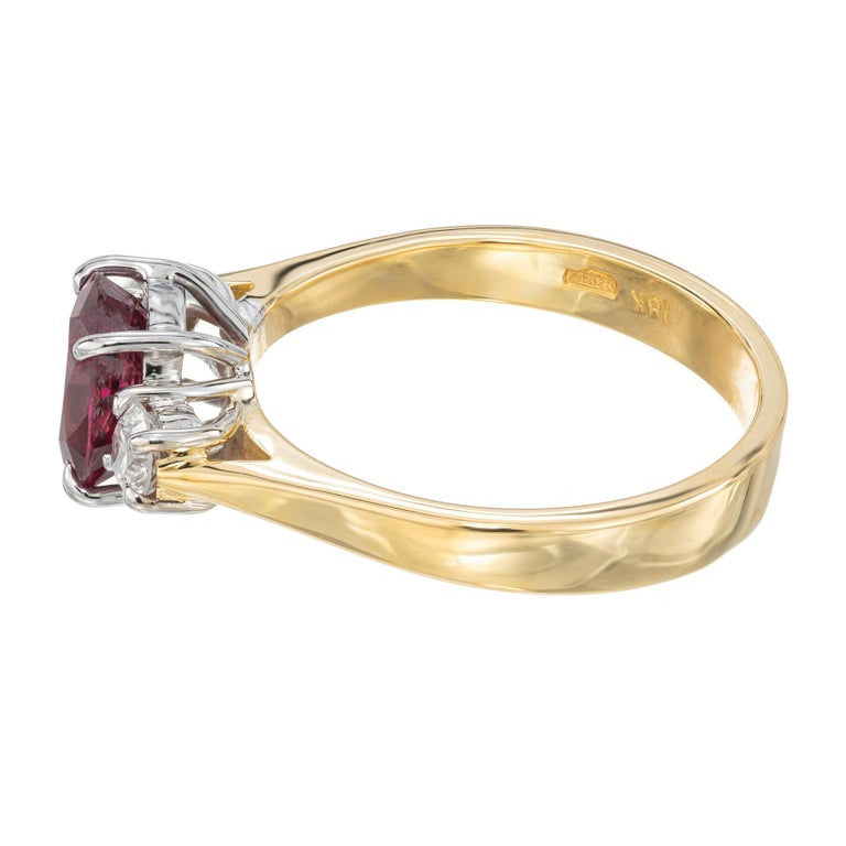 GIA Certified 1.30 Carat Oval Ruby Diamond Two Tone Gold Engagement Ring – image 6