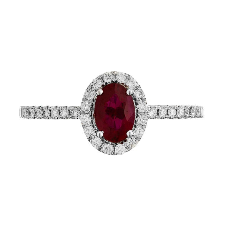 Peter Suchy .60 Carat Oval Ruby Diamond Halo White Gold Engagement Ring – image 2