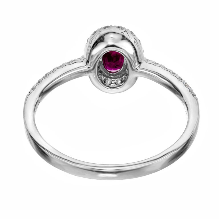 Peter Suchy .60 Carat Oval Ruby Diamond Halo White Gold Engagement Ring – image 5