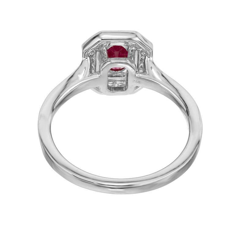 Peter Suchy .77 Carat Oval Ruby Diamond Halo White Gold Engagement Ring – image 5