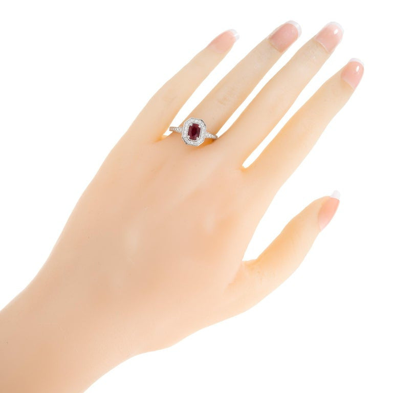 Peter Suchy .77 Carat Oval Ruby Diamond Halo White Gold Engagement Ring – image 7