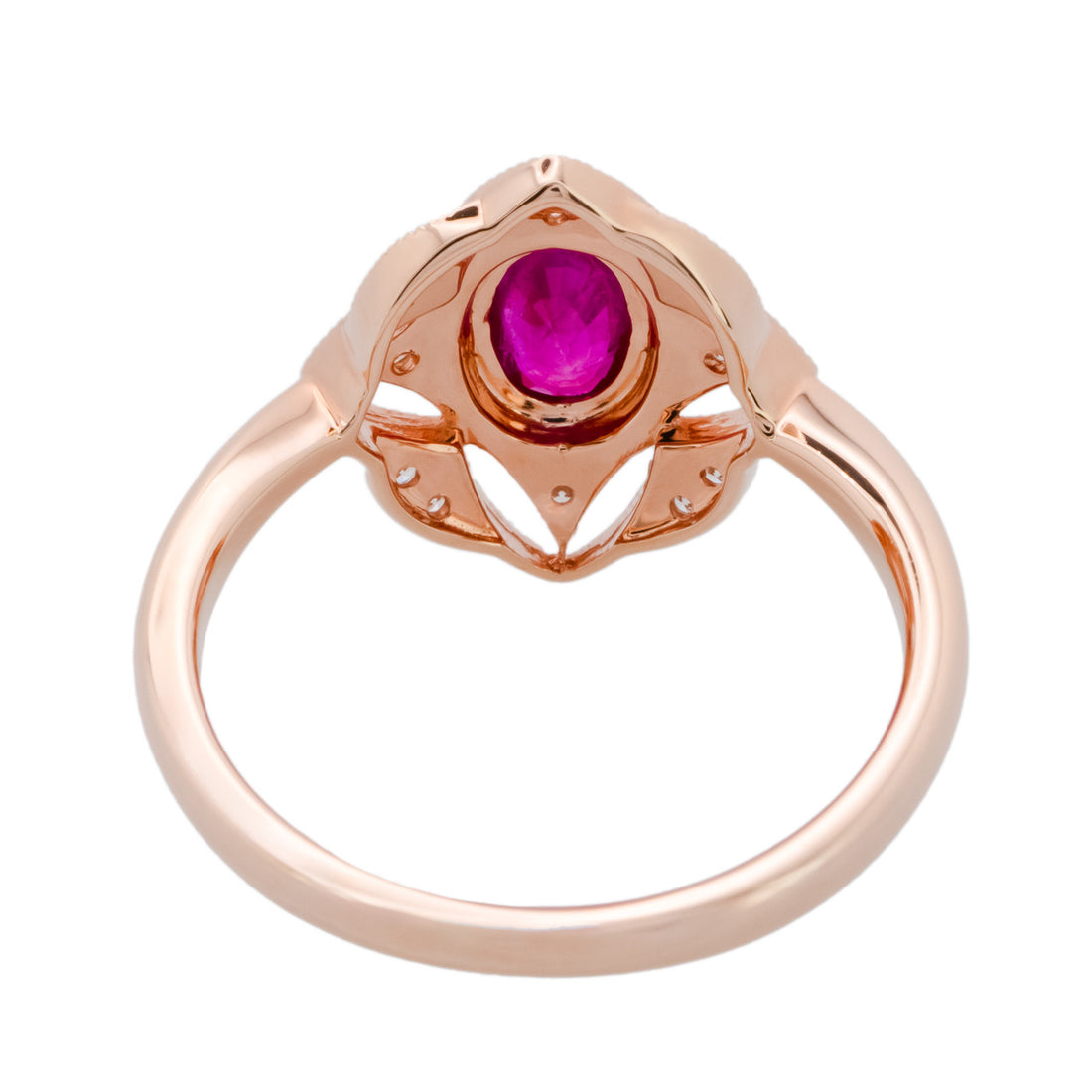 .58 Carat Ruby Diamond Halo Rose Gold Ring – image 3