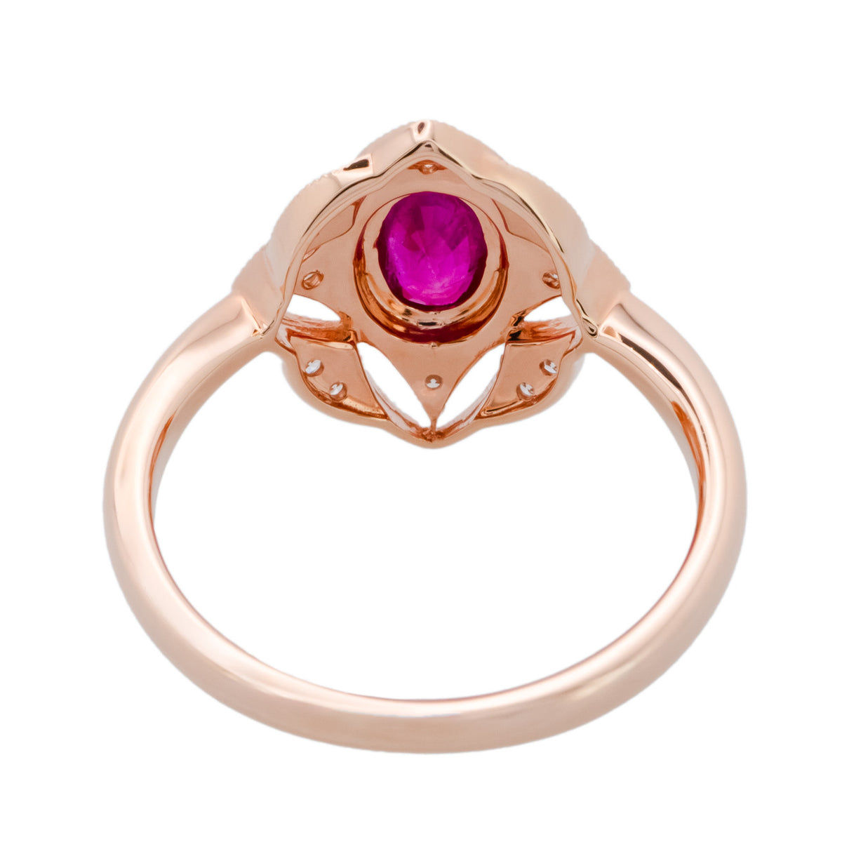 .58 Carat Ruby Diamond Halo Rose Gold Ring – image 3