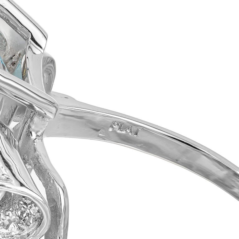 10.35 Carat Cushion Cut Aquamarine Diamond Platinum Cocktail Ring – image 5