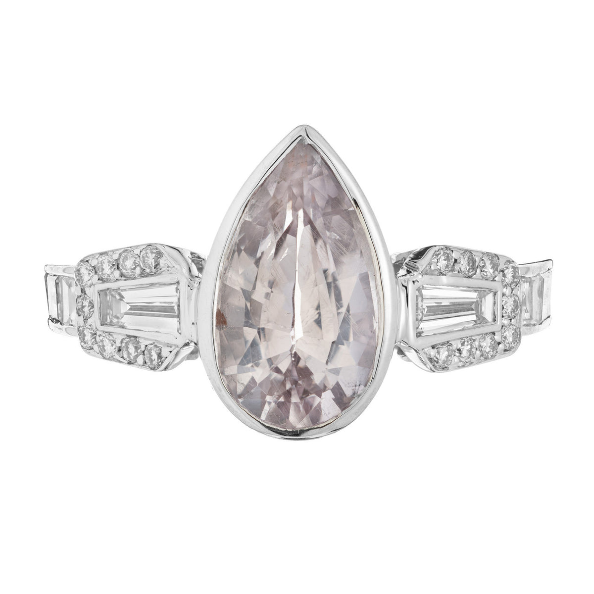 Peter Suchy GIA Certified 2.91 Carat Sapphire Diamond Gold Engagement Ring