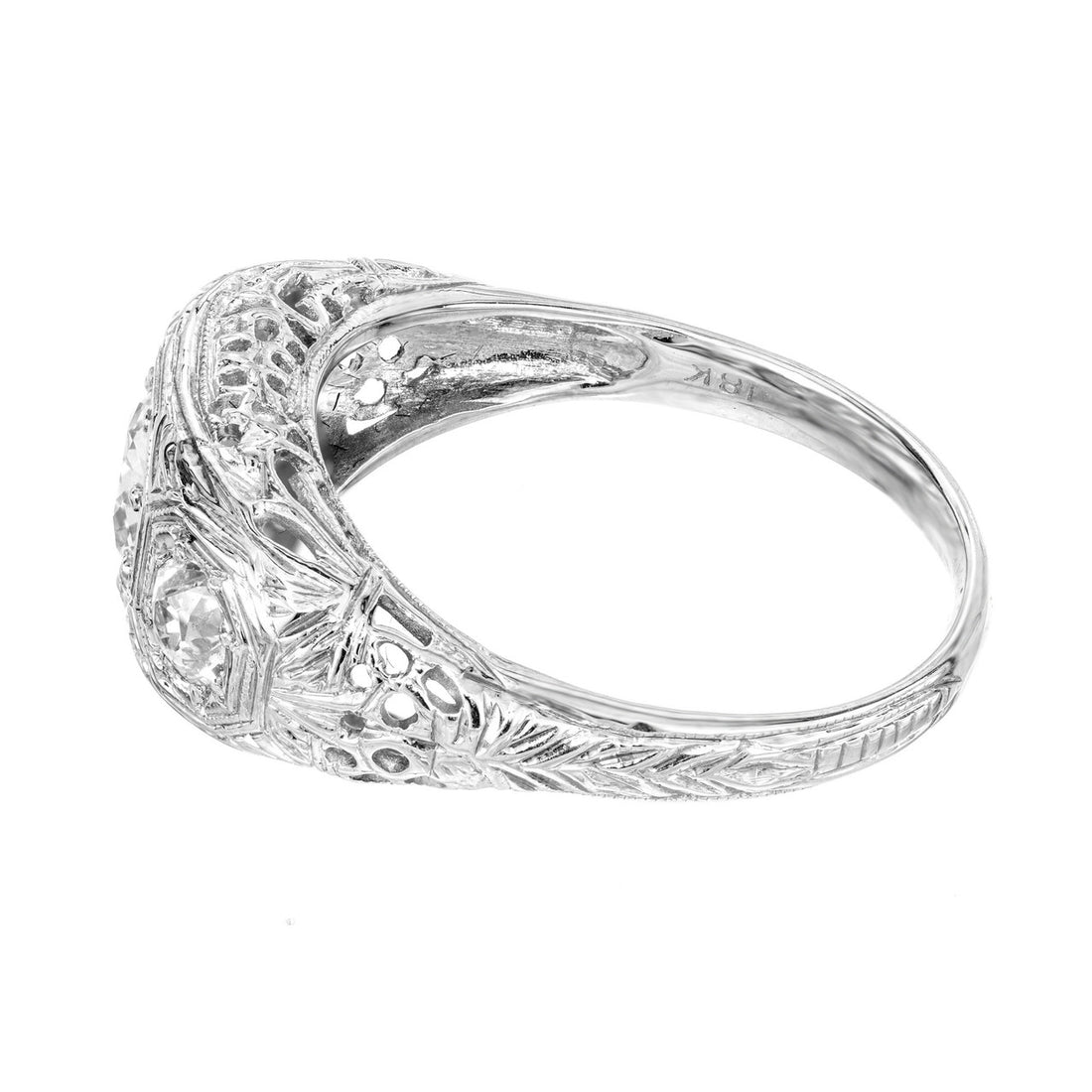EGL Certified .52 Carat Diamond White Gold Three-Stone Engagement Ring – image 5