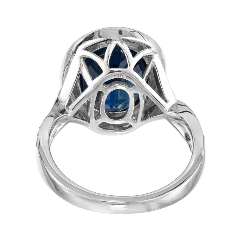 Peter Suchy GIA 6.50 Carat Oval Blue Sapphire Diamond Gold Engagement Ring – image 6