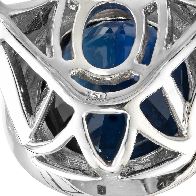 Peter Suchy GIA 6.50 Carat Oval Blue Sapphire Diamond Gold Engagement Ring – image 9