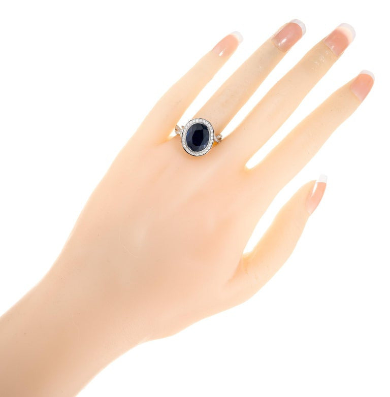 Peter Suchy GIA 6.50 Carat Oval Blue Sapphire Diamond Gold Engagement Ring – image 10