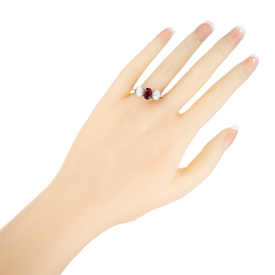 Peter Suchy GIA Certified 2.02 Carat Oval Ruby Diamond Three-Stone Platinum Ring – image 10