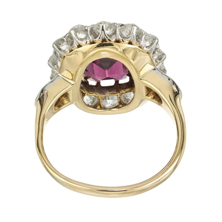 3.54 Carat Oval Garnet Diamond Halo Yellow Gold Engagement Ring – image 5