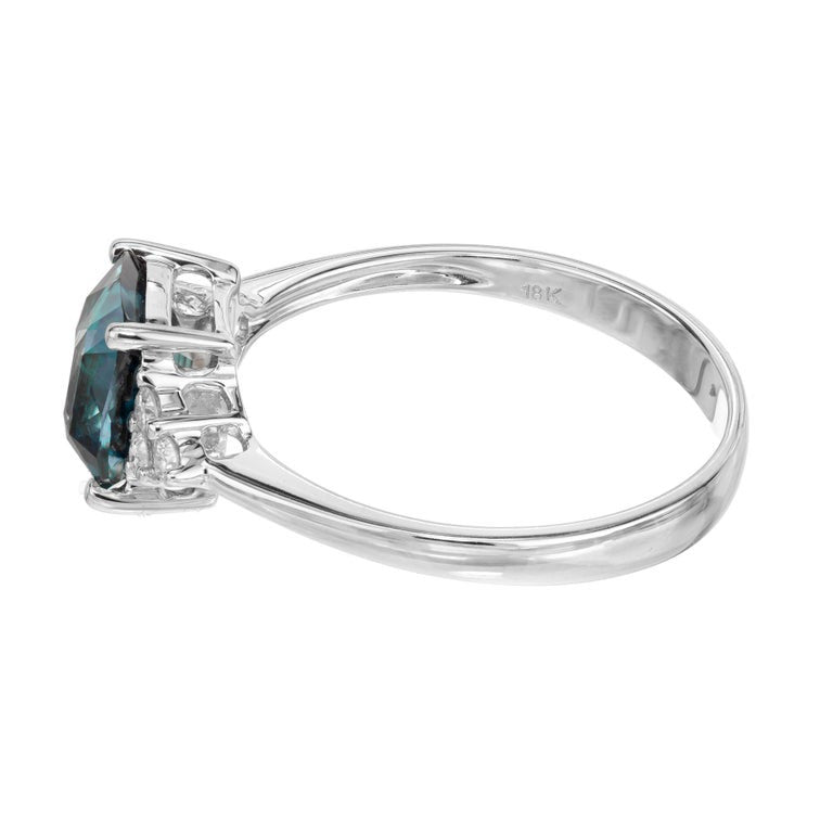 Peter Suchy GIA Certified 1.30 Carat Cushion Sapphire Diamond Engagement Ring – image 4