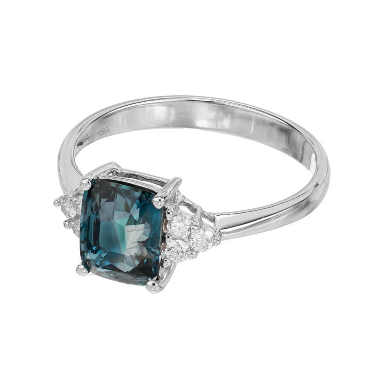 Peter Suchy GIA Certified 1.30 Carat Cushion Sapphire Diamond Engagement Ring – image 5