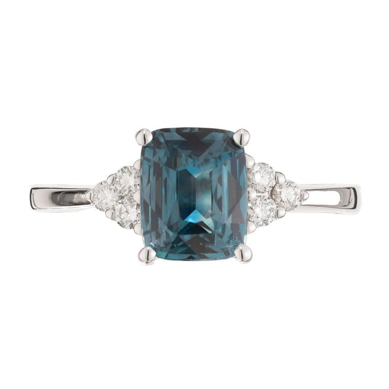 Peter Suchy GIA Certified 1.30 Carat Cushion Sapphire Diamond Engagement Ring – image 6