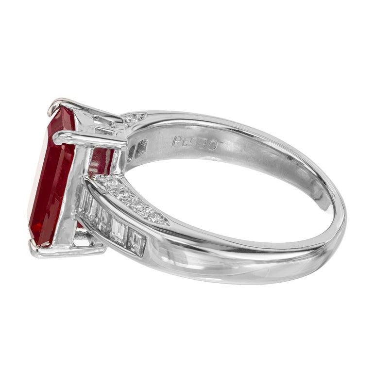 GIA Certified 2.15 Carat Burma Octagonal Ruby Diamond Platinum Engagement Ring – image 5