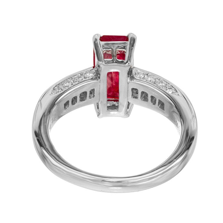 GIA Certified 2.15 Carat Burma Octagonal Ruby Diamond Platinum Engagement Ring – image 6