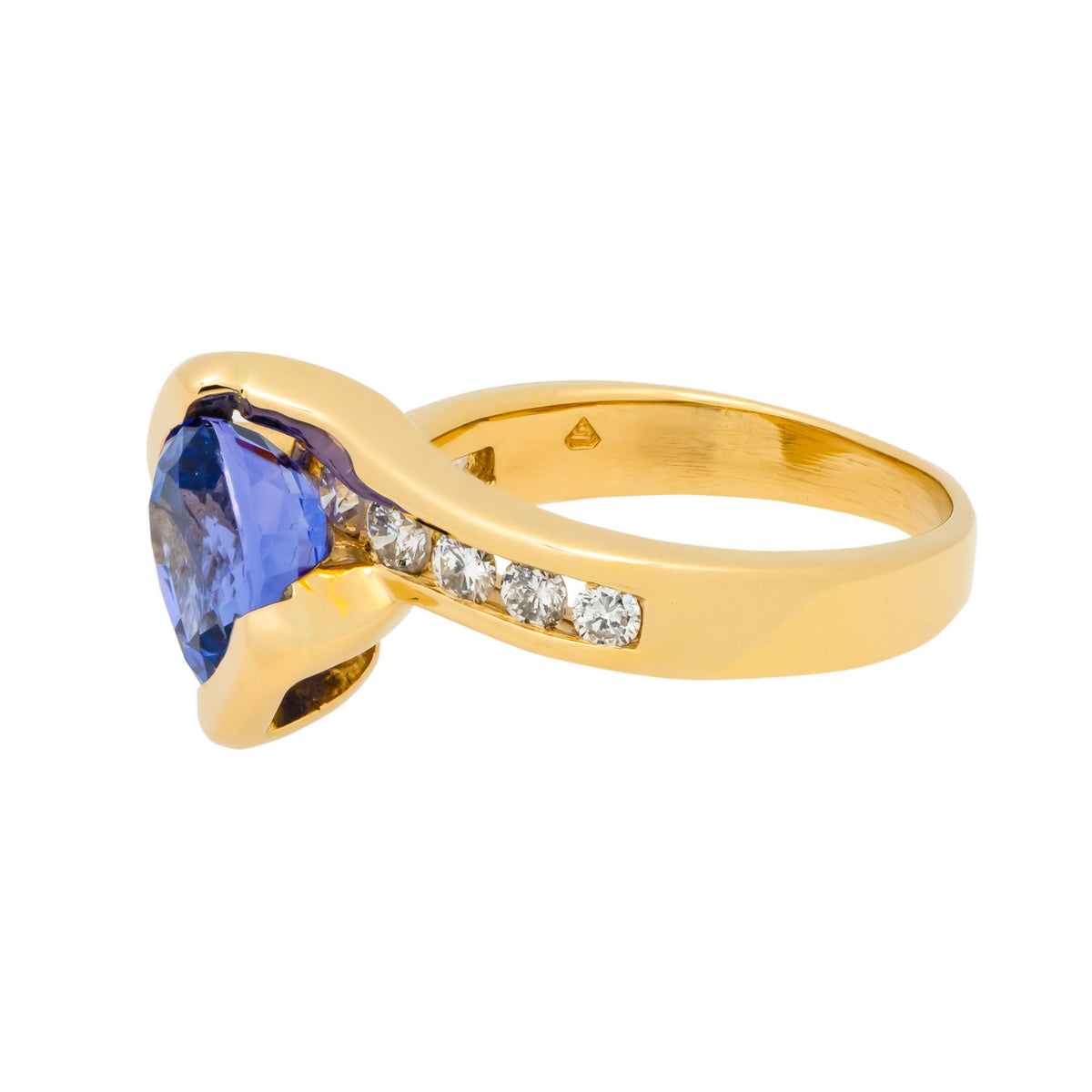 2.27 Tanzanite Diamond Yellow Gold Swirl Ring – image 5