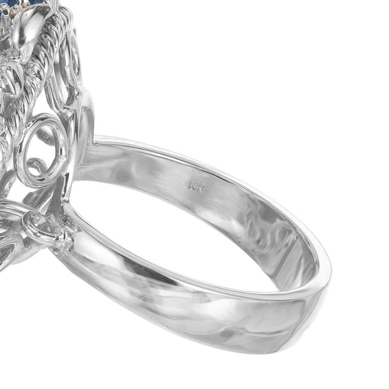 Mobe Pearl Diamond Sapphire Ruby Halo White Gold Mid-Century Cocktail Ring – image 6