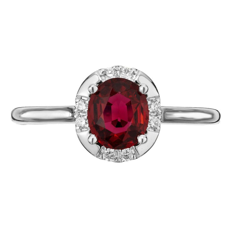 GIA Certified 1.01 Carat Red Spinel Diamond Halo White Gold Engagement Ring – image 2